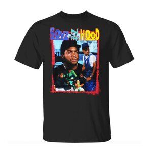 Boyz N The Hood Ice Cube Retro Graphic Cotton Crewneck Unisex T-Shirt (Black)